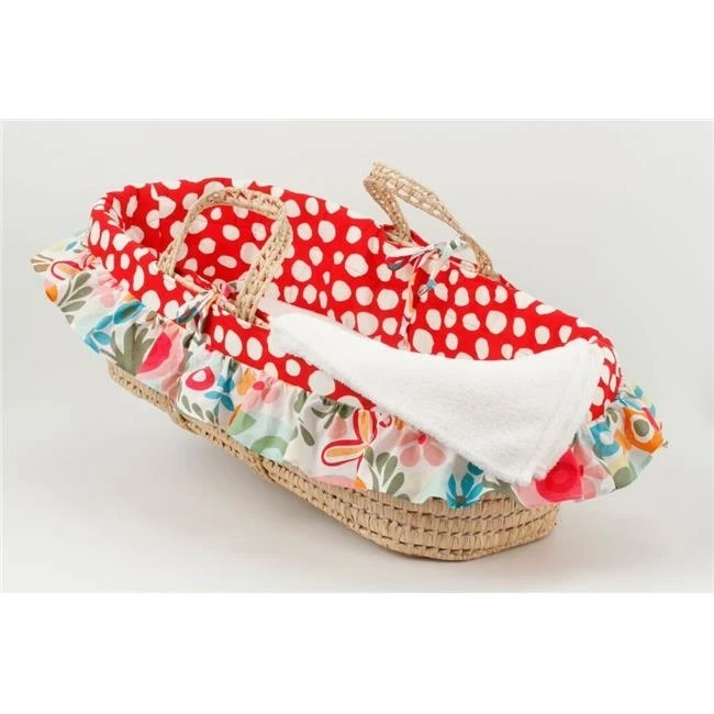 Cotton Tale LZMB Floral Moses Basket Lizzie Collection - Red & White