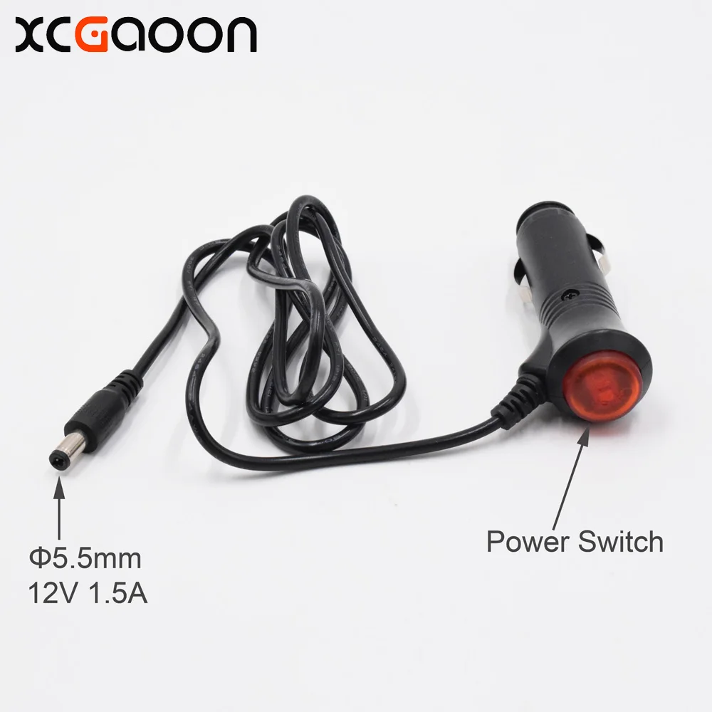 XCGaoon Diameter 5.5mm Port Car Charger Adapter With Switch, input DC 12V Output 12V 1.5A
