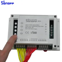 Sonoff 4ch канала Дистанционное управление Smart переключатель Wi-Fi модуль домашней автоматизации на/off Беспроводной таймер Сделай Сам переключатель din-рейку