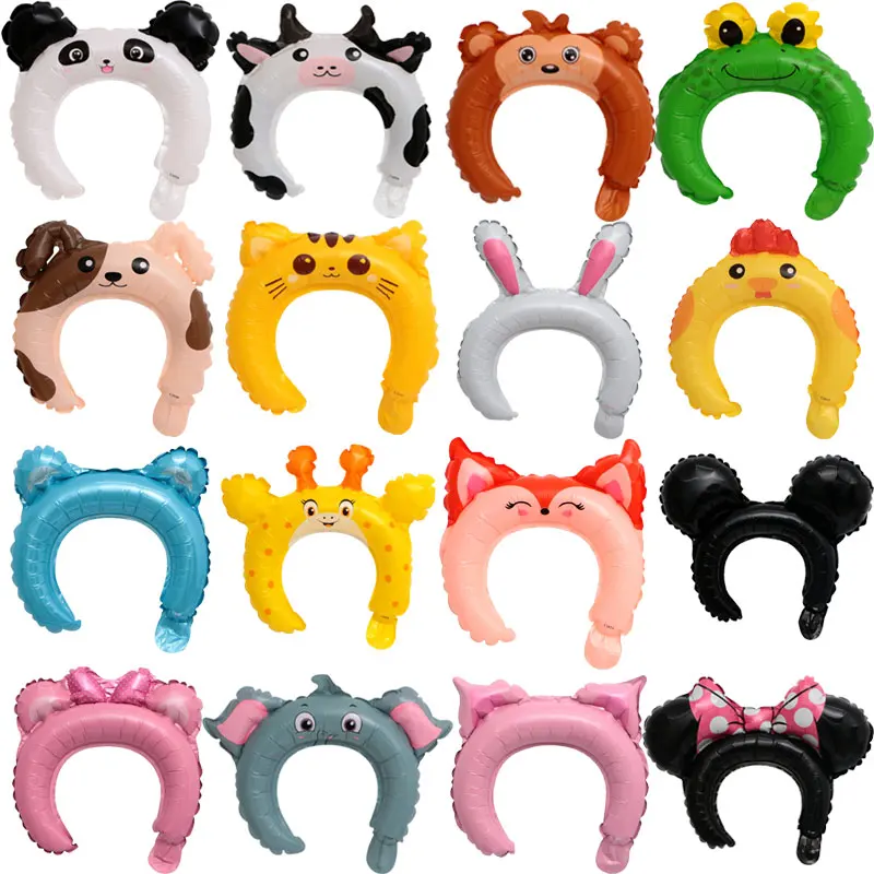 

10pcs cute Mickey Minnie headband with foil balloon rabbit bear animal balloon pink children's toys birthday party decoration
