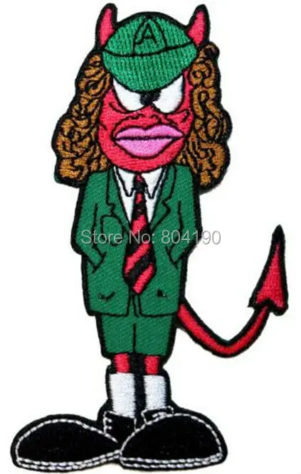 

4" ACDC AC/DC Angus Young Devil Schoolboy Rock Music Band Embroidered LOGO Iron On Patch badge Emo Goth Punk Rockabilly