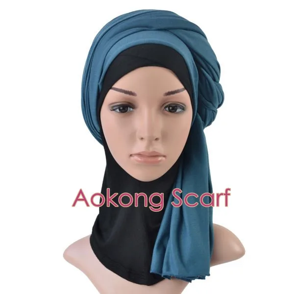 Один кусок хиджаб шарф Макси шали шарфы женские мусульманские хиджабы мусульманская леди палантин splid однотонное Джерси хиджаб 70x160 см