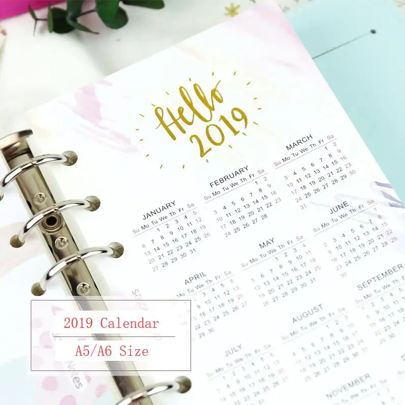 

WOKO Bronzing 2020 Year Calendar Divider Notebook Index Paper Retro Separator Pages Kawaii 6 Holes Diary Loose Spiral Dividers