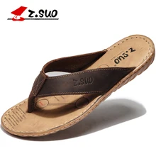 ZSUO Markenqualität Mens flip-flops Sommermode Strand Hausschuhe Für Männer Echtes Leder Männer Flip-Flops Wasserdicht schuhe