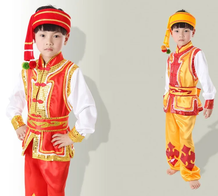 Китайский народный костюм мальчиков дай танцевальный костюм Мяо Костюмы современный хмонг Костюмы детей этнических танцор waer 18