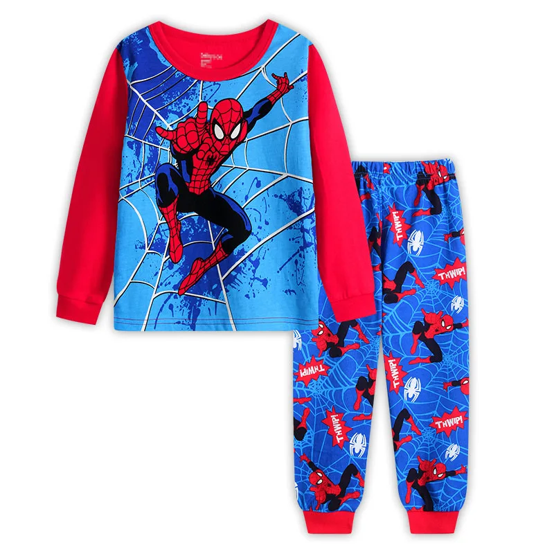 Лидер продаж детская одежда из хлопка для маленьких мальчиков мультфильм с длинными рукавами-паук пижамный комплект для мальчиков пижамы кондиционер костюм K152