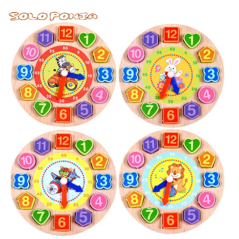 Деревянные 12 Количество игрушечные часы Детские Красочные головоломки цифровые геометрические часы развивающие игрушечные часы высокого качества для детей B278