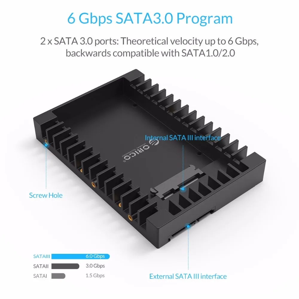 ORICO 2,5 до 3,5 дюйма Жесткий диск HDD Caddy Поддержка SATA 3,0 Поддержка 7/9,5/12,5 мм 2,5 дюймов SATA hdd и SSD(1125SS