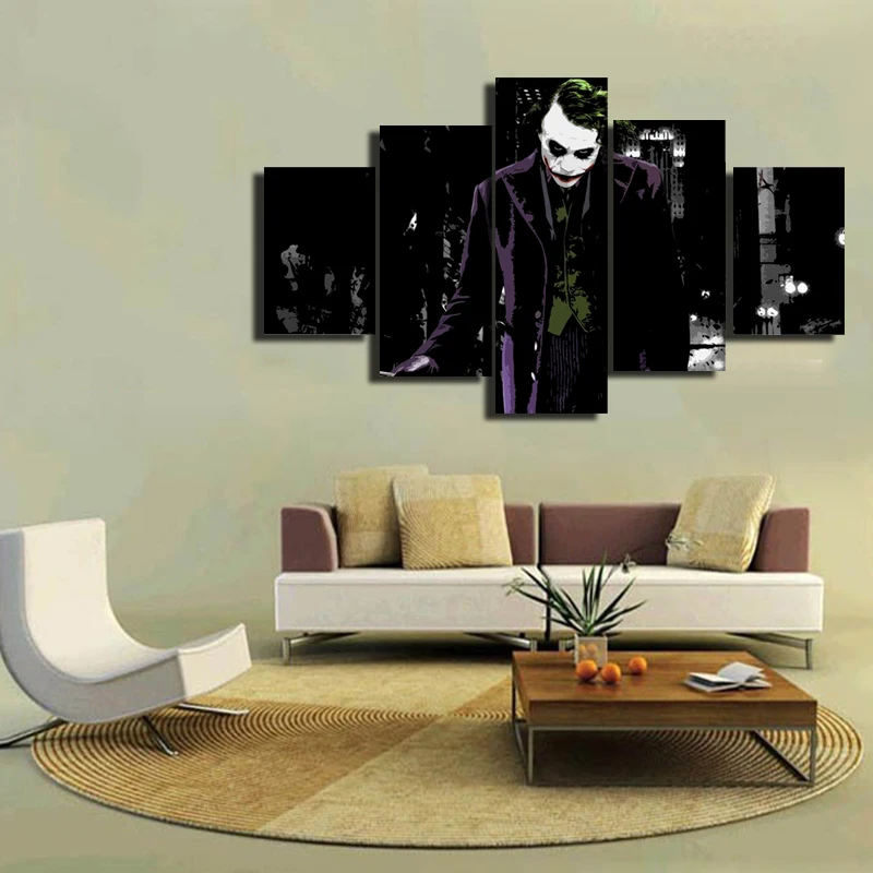 Günstig Hohe qualität Gedruckt bild Joker malerei gedruckt auf leinwand 5 platten set für wand dekoration Leinwand kunstdruck poster