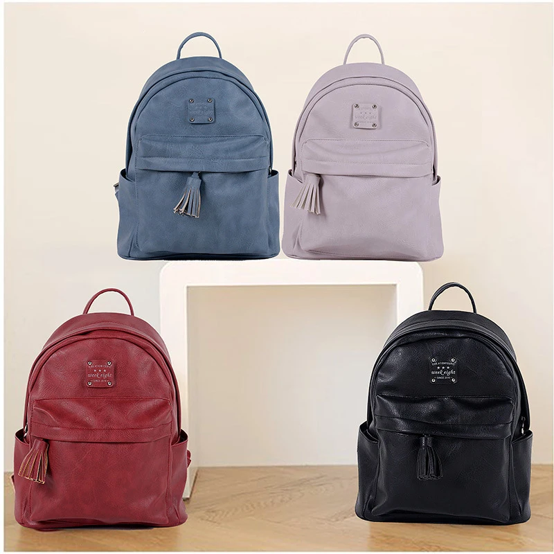RU BR Temperament Tide Female Popular College Wind PU Leather Shoulder Bag Travel Fashion Casual Tassel