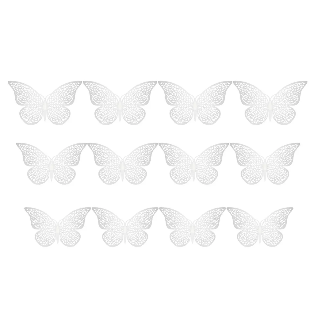 12 шт./компл. 3D настенные стикеры бабочки полые Бумага; 3 размера; Цвет серебристый, золотой для наклейки на холодильник домашний магазин вечерние Свадебный декор