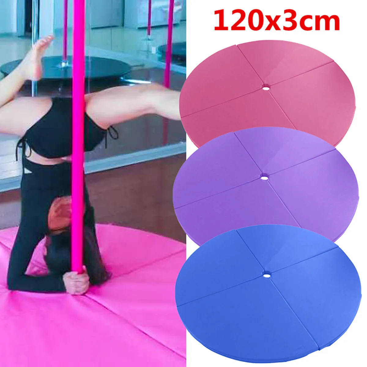 

Portable 4 Folding Pole Dance Safety Mat Floor Home Gym Exercise Fitness Pad Round Dance Mats Training Body Building Gymnastics