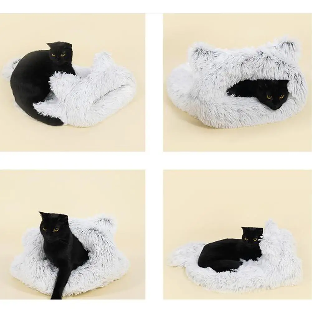 Pet Cat Dog Soft Warm Nest Kennel Bed Washable Deep Sleeping Bag Nest House For Small Dogs Cats Winter Warm Sleeping Bed Mat