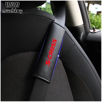 

For Suzuki S-Cross Car Seat Belt Shoulder Strap Protect Pads Cover No Slip No Rubbing Soft Comfort 2Pcs Red Blue White