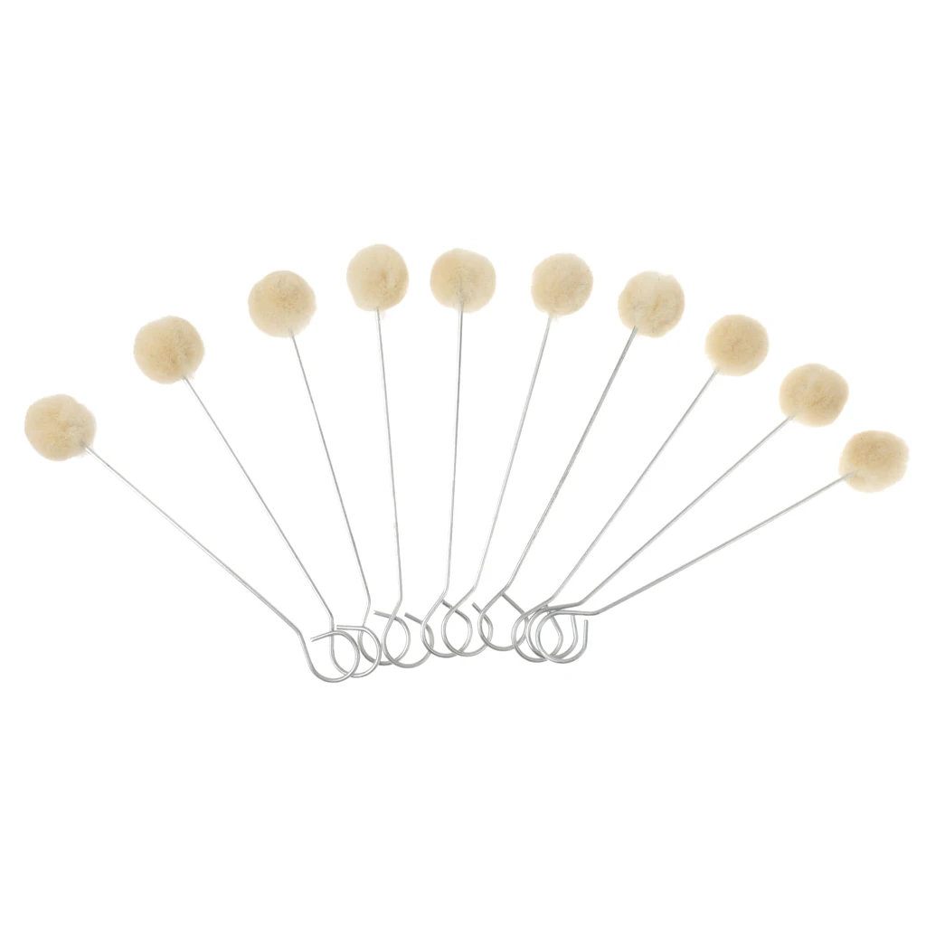 Pack of 10 Wool Daubers with Metal Handle for Leather Dyes Sealers Processing Wool Ball Leathercraft Tool