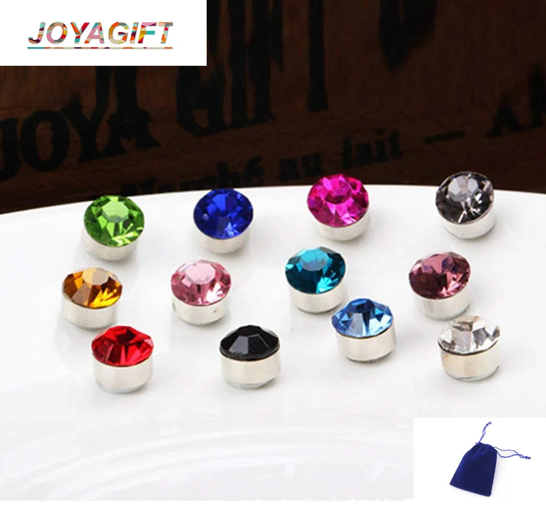 JOYA GIFT Stainless Steel Mens Womens Magnetic Stud Earrings Non Piercing Clip on CZ for Women Send Gift Bag Packaging | Украшения и