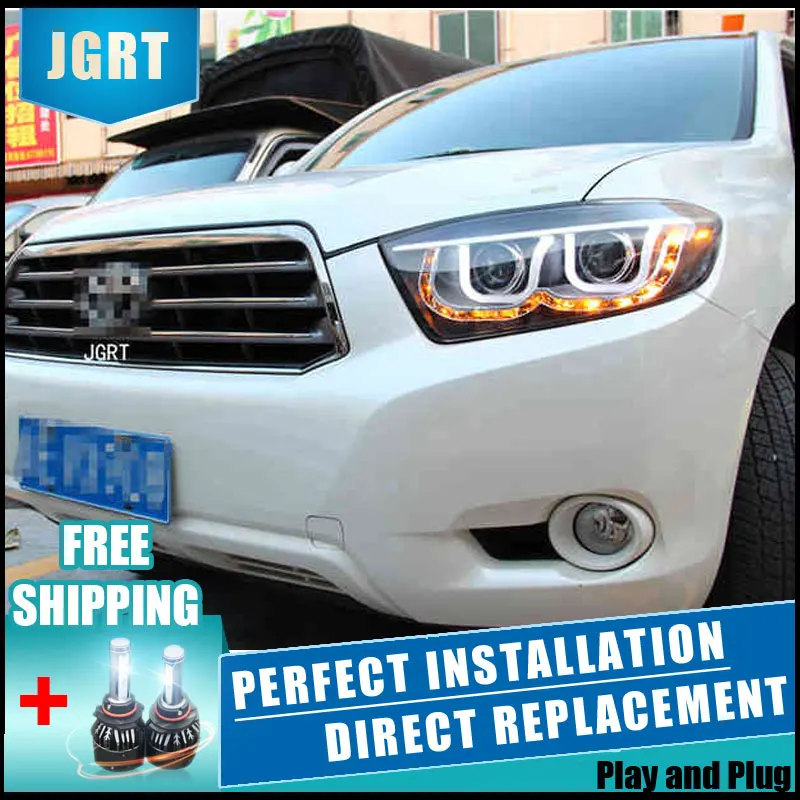 2 шт. светодиодный головной светильник s для Toyota Highlander 2009 2011 Автомобильный с