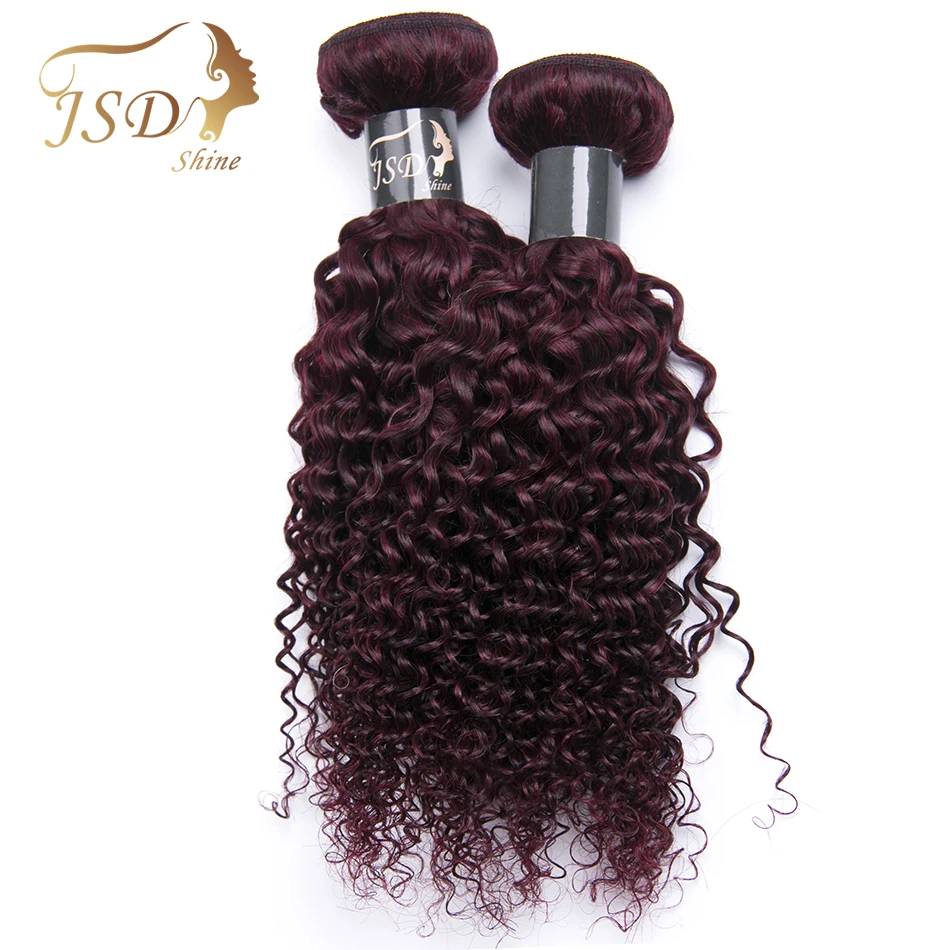 JSDshine перуанские 99j красные кудрявые пучки вьющихся волос бордовые, человеческие волосы 1 пучок не Реми волосы для наращивания