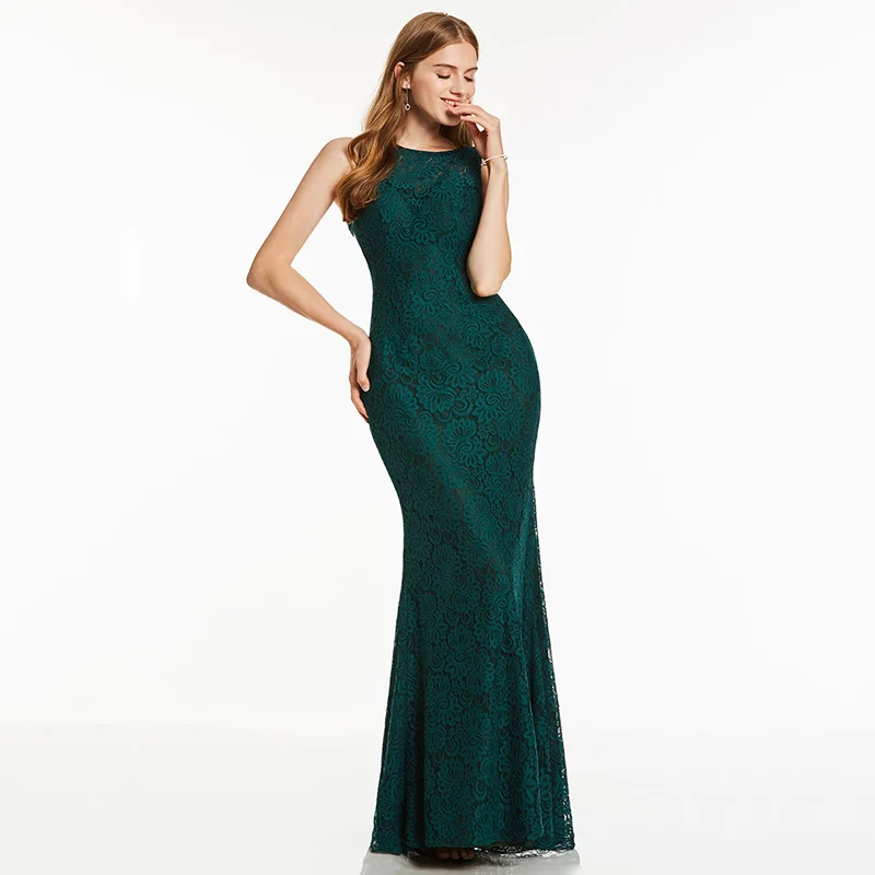 Красное длинное вечернее платье Dressv недорогое кружевное без рукавов с