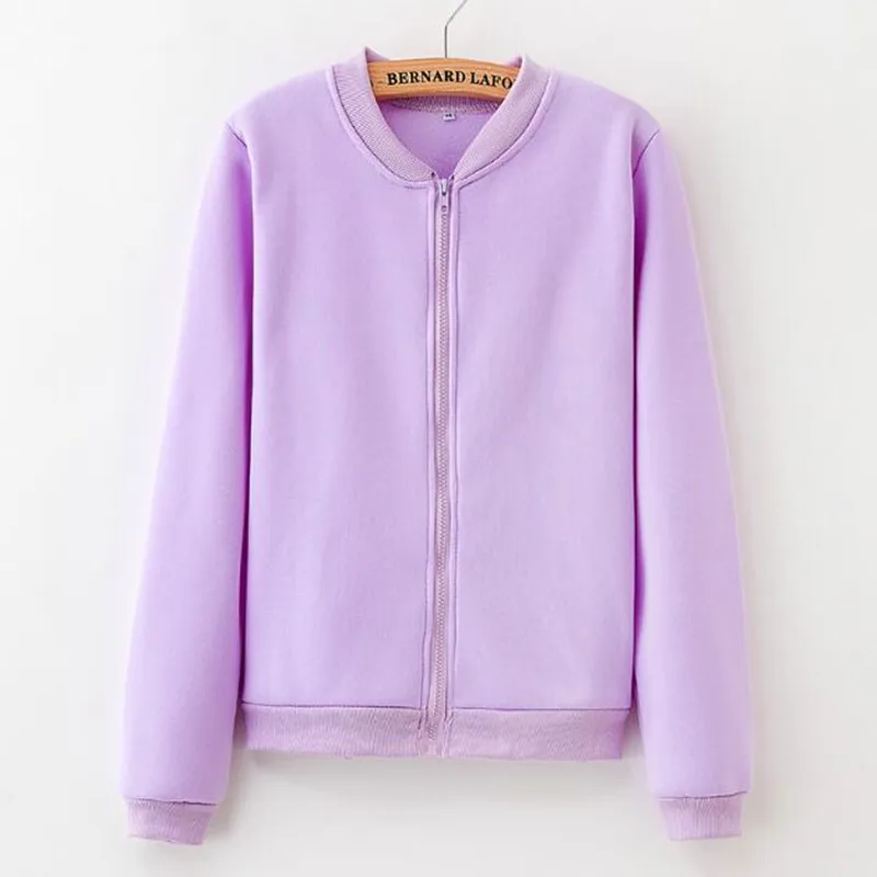 

2019 New Women Hoodie Sweatshirt Zipper Hooded Pure Color Jacket Coat Autumn Fashion Office Young Girl School Cheap