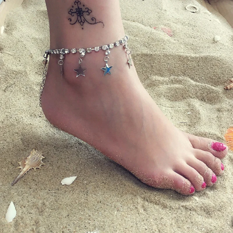 FUNIQUE Мода Винтаж звезда подвесные ножные браслеты для женщин ножной браслет ювелирные изделия пляж ножной браслет богемные летние Подарочный ножной браслет - Окраска металла: UP29138B