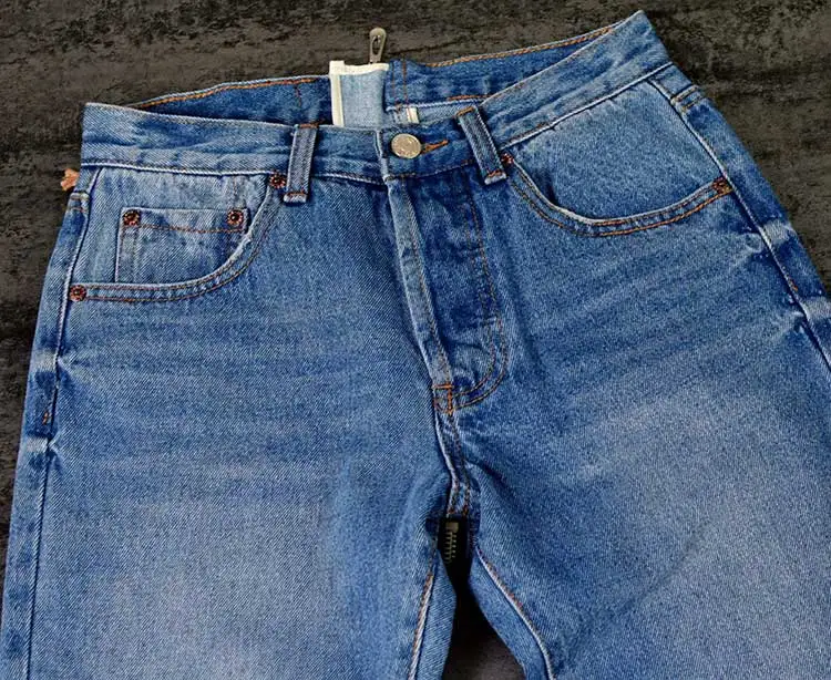 Весенние женские джинсы на молнии сзади с низкой талией, Рваные дыры, рваные прямые джинсы для девочек#677