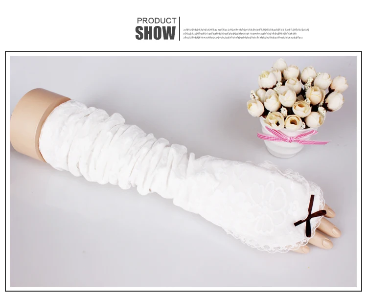 58cm Long Summer Lace Sun Gloves Femme Fingerless Gloves Anti-UV Suncreen Protection Lace Eldiven 15