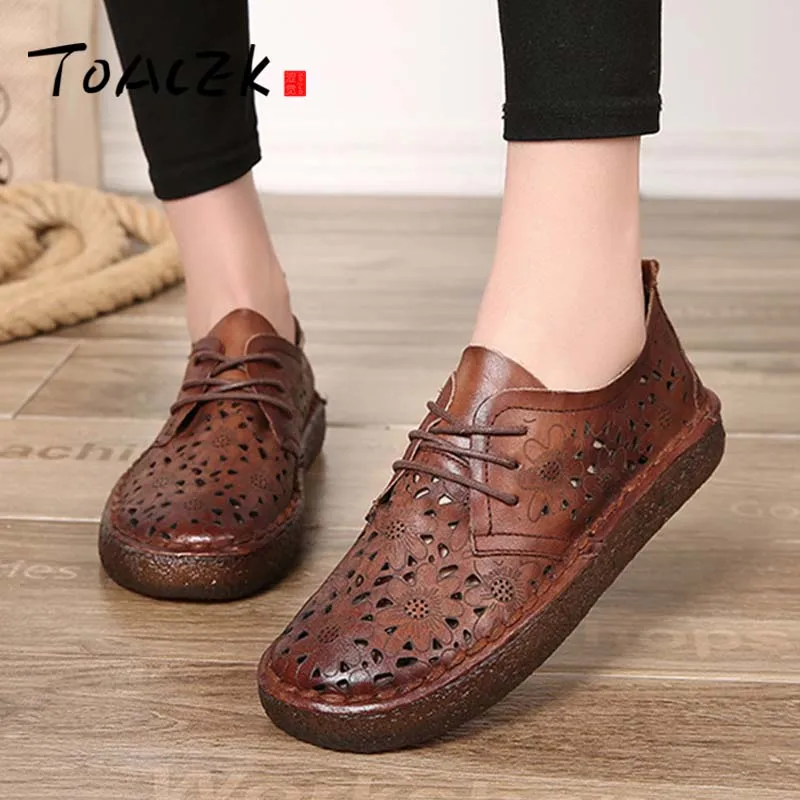 

Summer new European and American handmade leather retro soft bottom shoes British wind flat bottom wild casual women's shoes