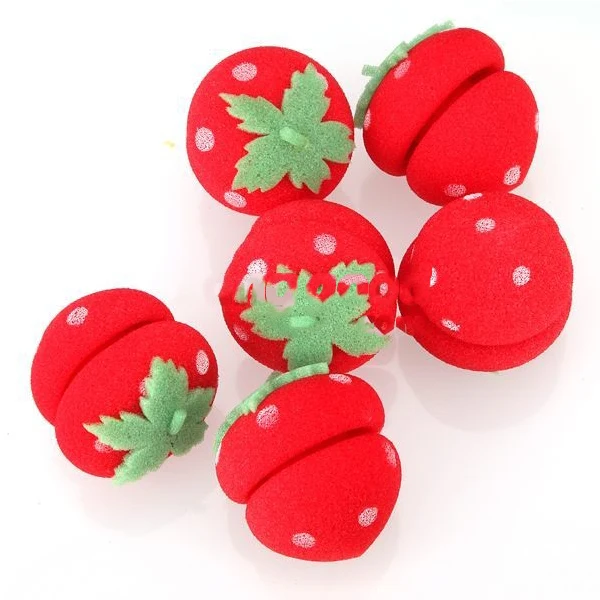 BidExpress 6 X Strawberry Balls Soft Sponge Hair Care Rollersroller