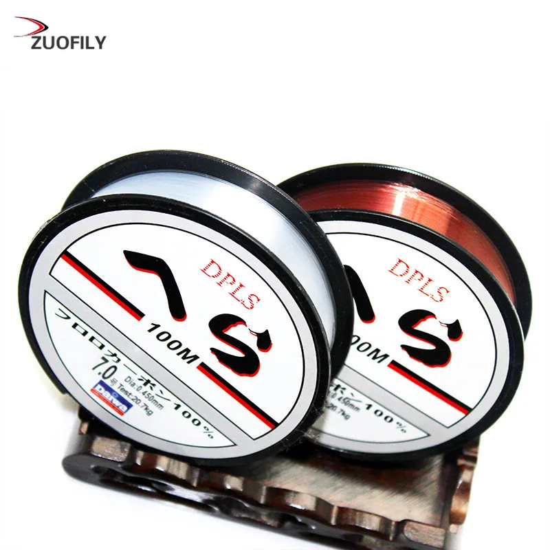 

100m Fluorocarbon Fishing Line Daiwa Two Colors Red/Clear 3.5LB-40.5LB Carbon Fiber Leader Line Fly Fishing line Pesca Fishing