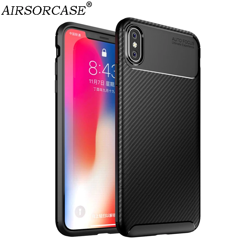 

for Apple iPhone XS Max Case Carbon fiber texture Phone Cases for iPhone XR Case Soft TPU Back Cover for iPhone XS X 10 Case