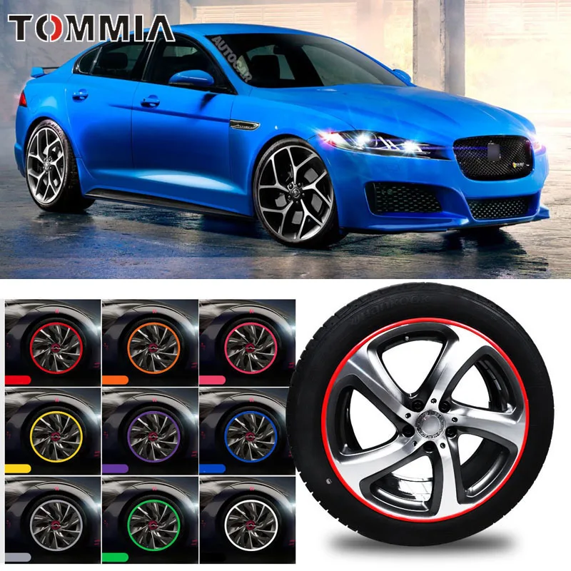 

8M Car Wheel Hub Rim Edge Protector Ring Tire Strip Guard Rubber Decals For Jaguar XF