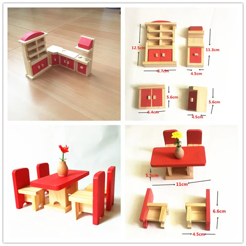 Деревянный кукольный домик мебель игрушки Наборы для кукольного домика миниатюрная мебель ролевые игры игрушки для детей развивающие подарки для девочек