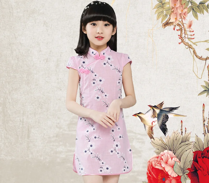 Girls Children's Cheongsam Chinese Qipao Ball Gown Dress Clothing Summer Multi-Colors Baby Kids Party Performance Dresses clothes (11)