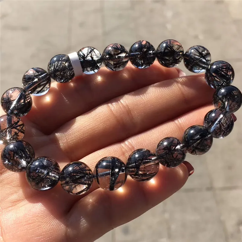 Natural Black Hair Rutilated Quartz Stone Bracelet (4)