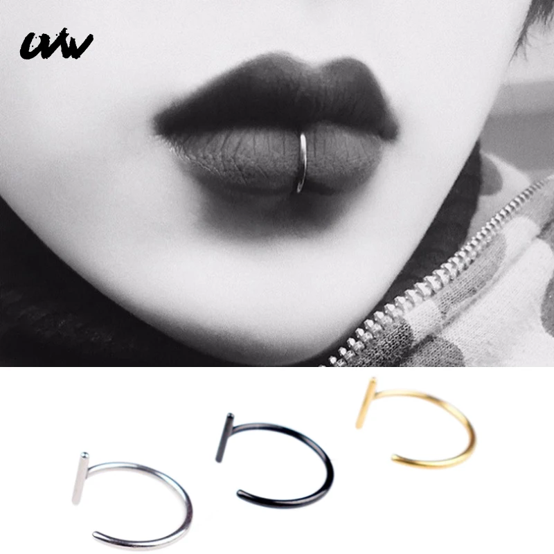 UVW120 1 шт. панк хирургическая сталь Винтаж поддельные Лабрет кольцо-гвоздик для губ кольцо для носа Перегородка пирсинг модные украшения для тела для женщин панк