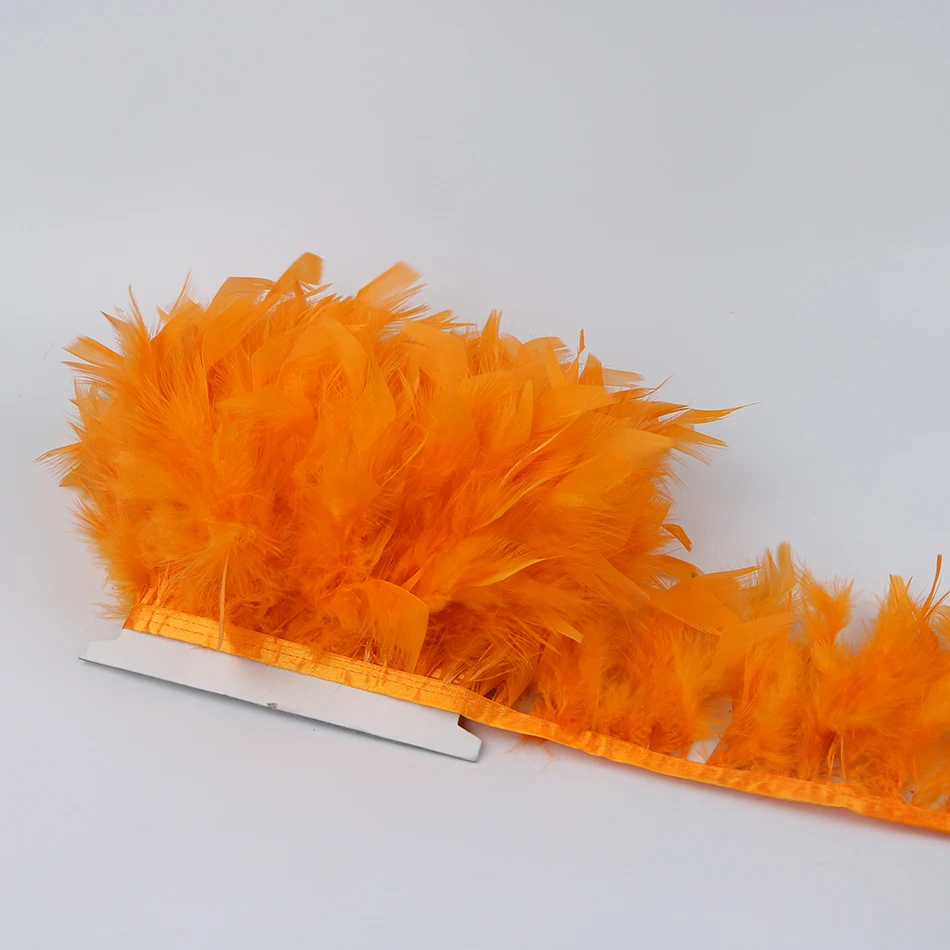 10 orange chandelle turkey feather trims 4