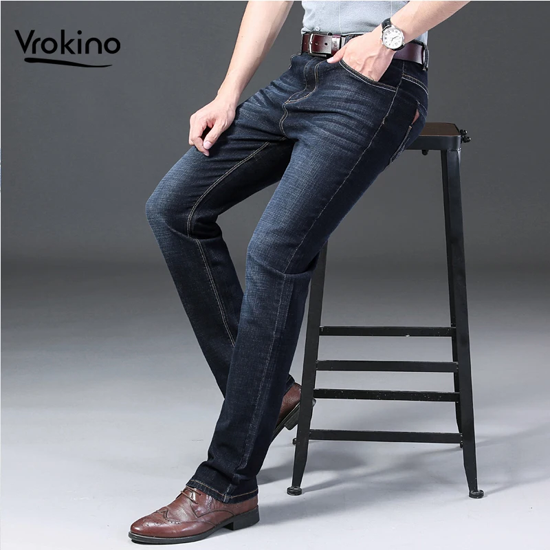 40 42 44 Men's business casual stretch jeans New autumn and winter of 2019 Fashion slim classic men's trousers Men's blue black 40 42 44 Men's business casual stretch jeans New autumn and winter of 2019 Fashion slim classic men's trousers Men's blue black