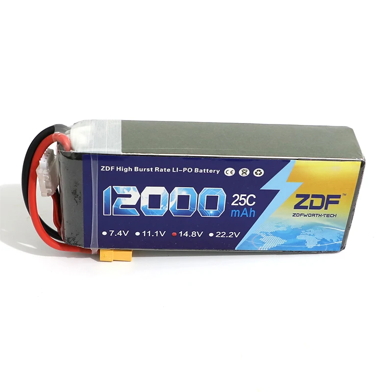 1 шт. ZDF RC LiPo батарея 14,8 V 12000mAh 25C 4S для радиоуправляемый самолет, Квадрокоптер вертолет 4S литий-полимерные батареи