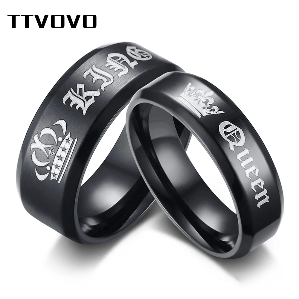 Best TTVOVO Her King His Queen Couple Wedding Band Ring Stainless Steel Anniversary Engagement Promise Ring for Women Men Custom Ring