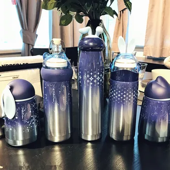 

2018 Gradient Stainless Steel Thermos Mug Thermo Baby Child Cups Water Bottle Cartoon Cat Vacuum Flasks Thermoses Kids Drinkware
