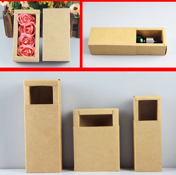 

Qi 10pcs/lot 19 sizes Kraft Paper Cardboard Box Paper Drawer Box for Jewelry/Cigarette/Storage DIY Brown Gift Package Box