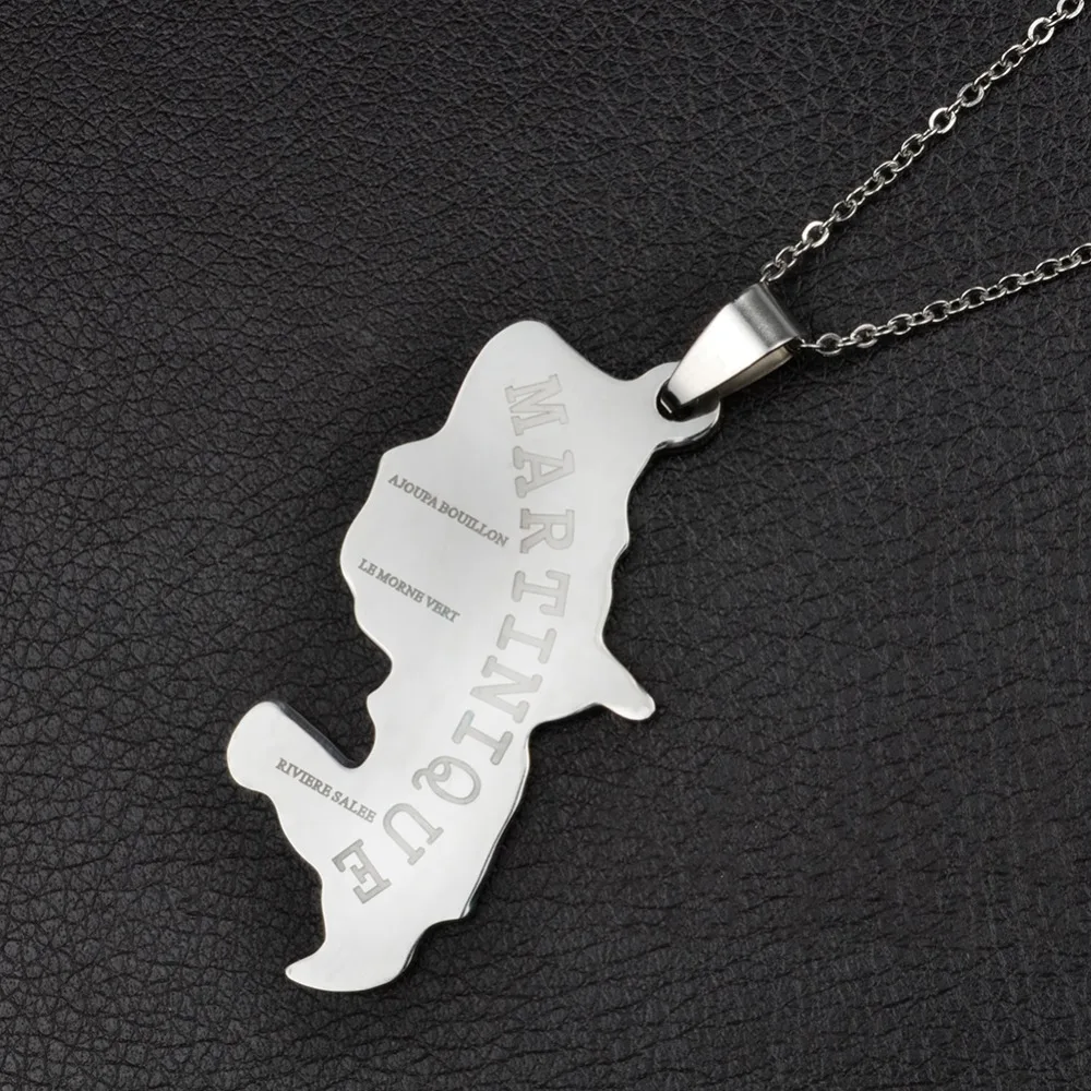 

Anniyo Map of Martinique Pendant and Necklaces for Women Silver Color Stainless Steel Martinique's Maps Jewelry Gifts #003808B