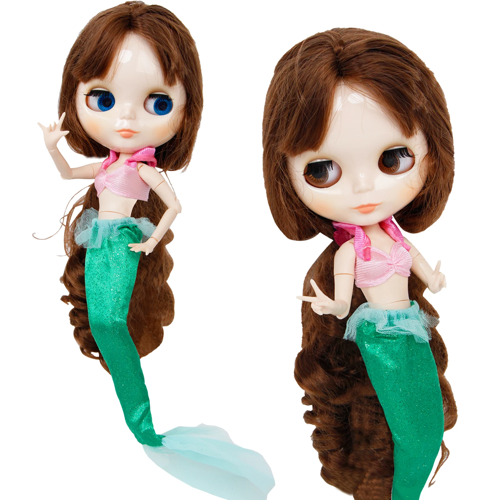 

High Quality Mermaid Fairy Tale Outfit Copy Ariel Princess Dress Bar + Fishtail Clothes Accessories for Blythe Doll 11.5 Inch