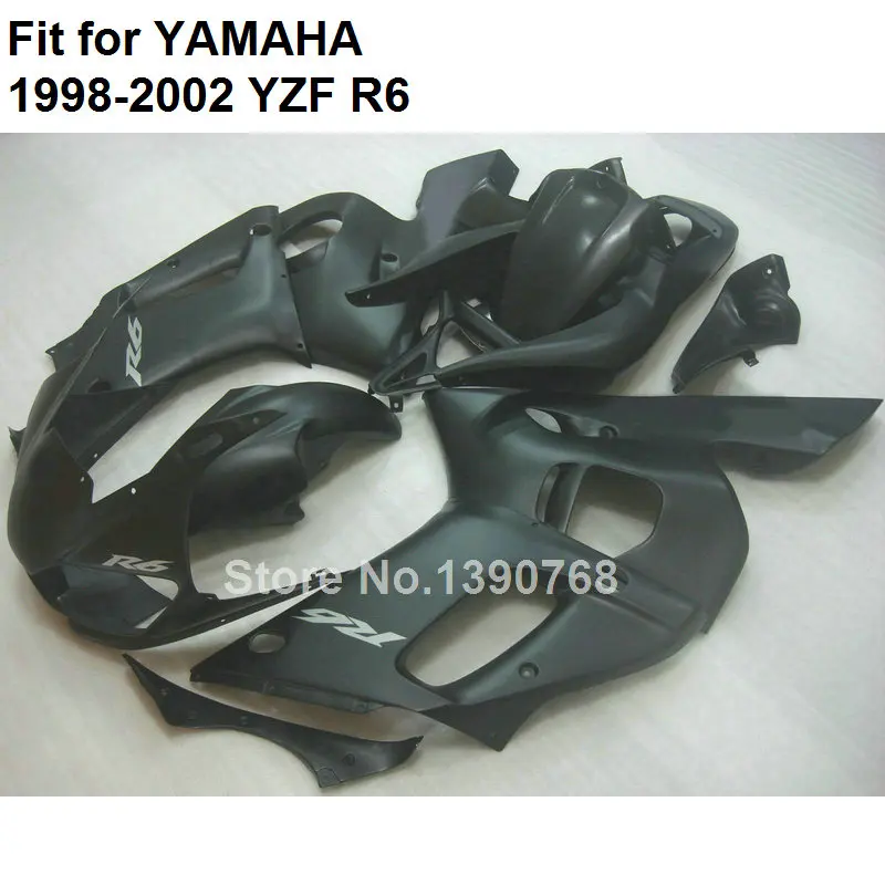 

Hot sale fairings for Yamaha YZF R6 1998 1999 2000 2001 2002 matte black plastic fairing kit R6 98 99 00 01 02 HZ06