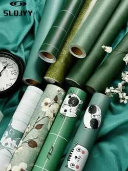 

Self-adhesive ink green dormitory background wall wallpaper bedroom waterproof renovation wall stickers retro style wallpaper