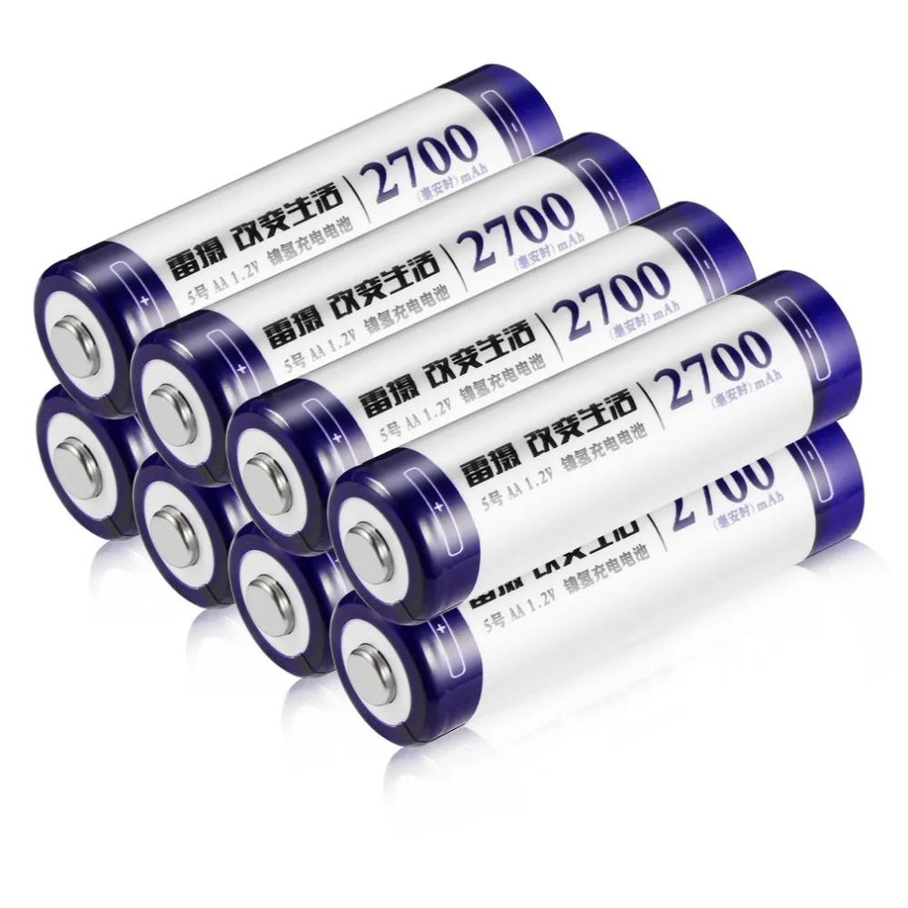 

LEISE 8 PCS 2700mAh 1.2V Size 5 AA Ni MH Rechargeable Batteries High Capacity Suitable For Remote Control Toys Camera Microphone