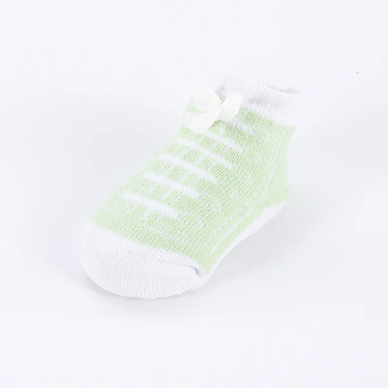 Носки для новорожденных хлопковые милые короткие детские носки плотная одежда для маленьких мальчиков и девочек детские носки для малышей разноцветные летние аксессуары - Цвет: Light Green Thicken
