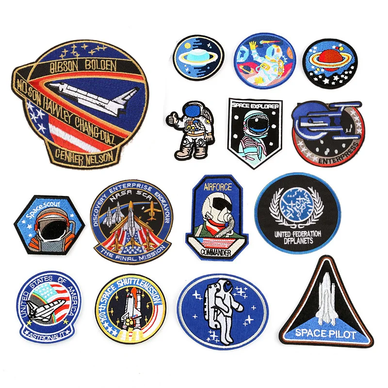 Аэронавтика космический астронавт железные нашивки одежда вышитая аппликация логотип нашивка полоса Значки для одежды сумка
