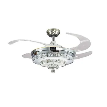 

Rmamary42inch 107cm Invisible K9 Crystal Ceiling Fan Light Multiple Styles Living Room Remote Control Led Fan 85-265v